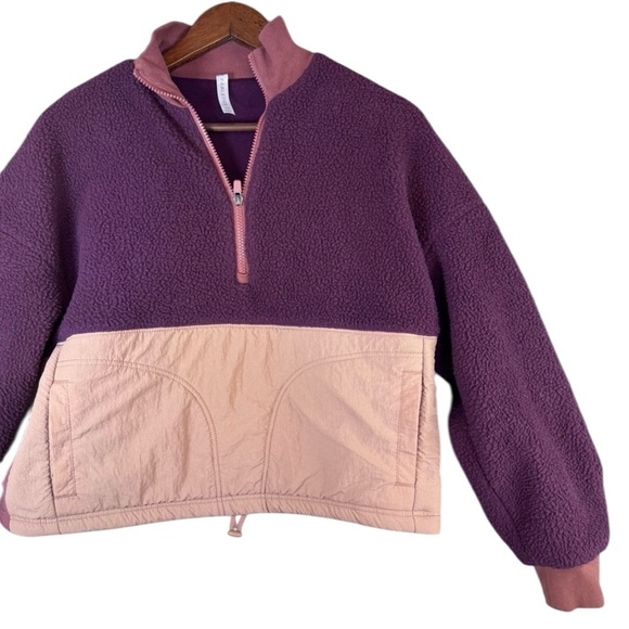 Fabletics Mallory Fleece Pullover Sweatshirt Maroon Woman’s XS - Picture 3 of 14